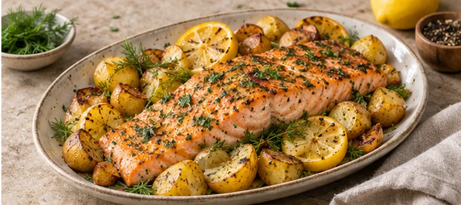 Lachs-Kartoffel-Blech