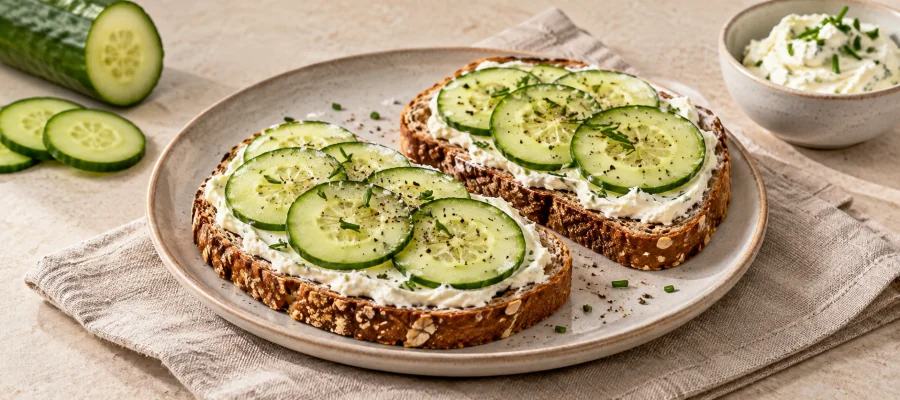 Frischkäse-Gurken-Abendbrot