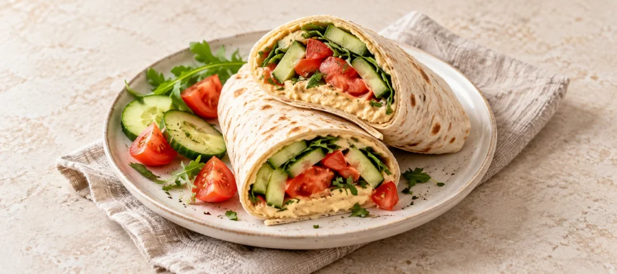 Hummus-Tomaten-Frühstückswrap