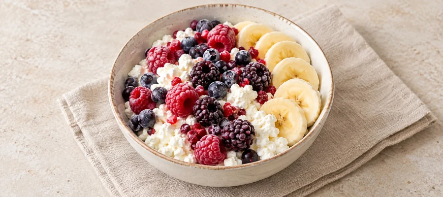 Hüttenkäse-Beeren-Bowl