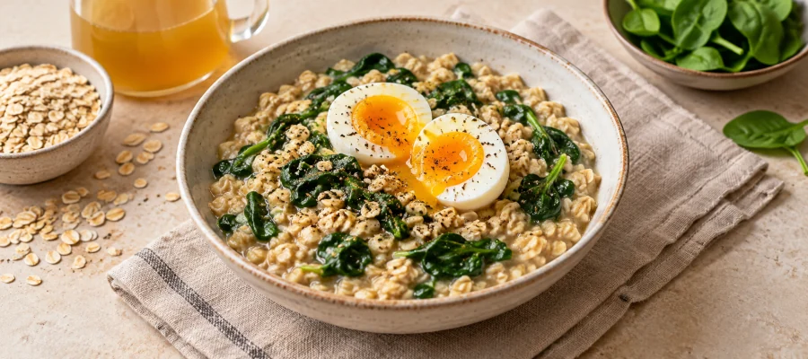 Herzhaftes Porridge mit Ei
