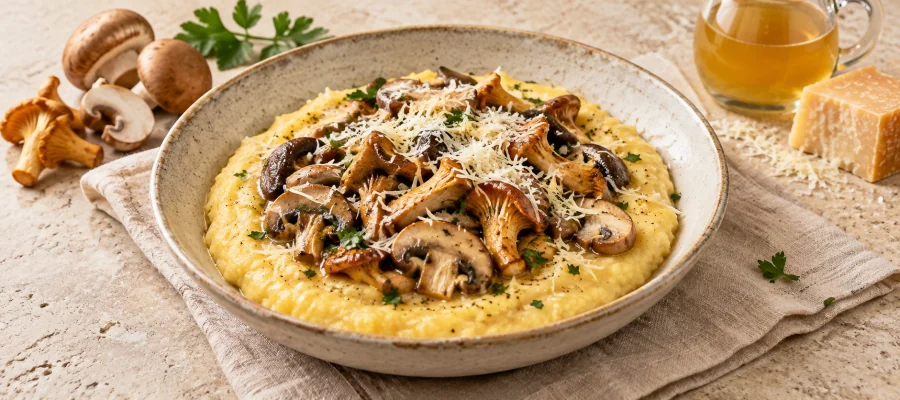 Pilz-Polenta mit Parmesan