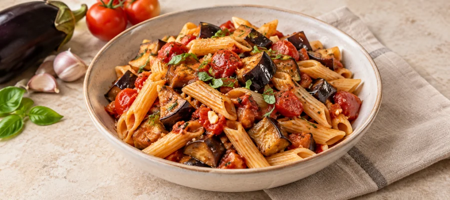 Auberginen-Tomaten-Pasta