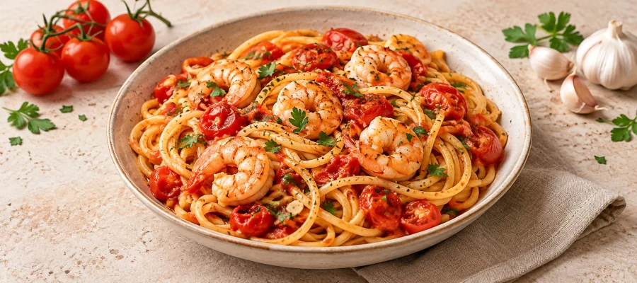 Garnelen-Tomaten-Pasta