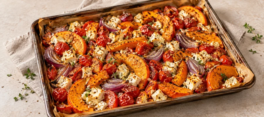 Kürbis-Feta-Blech