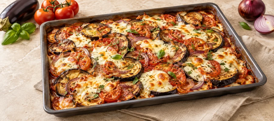 Auberginen-Mozzarella-Blech