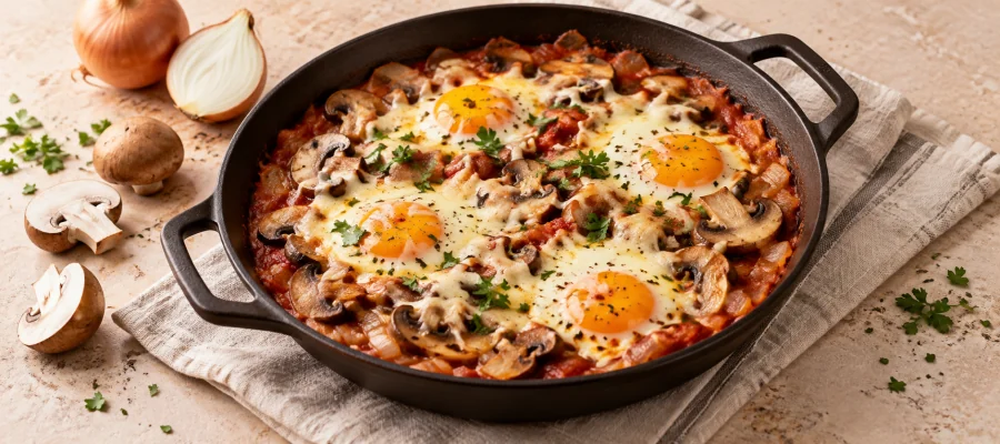 Pilz-Käse-Shakshuka