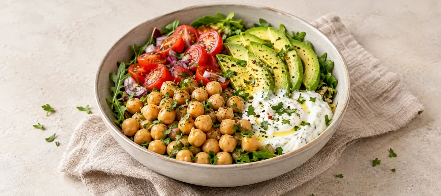 Avocado-Kichererbsen-Bowl