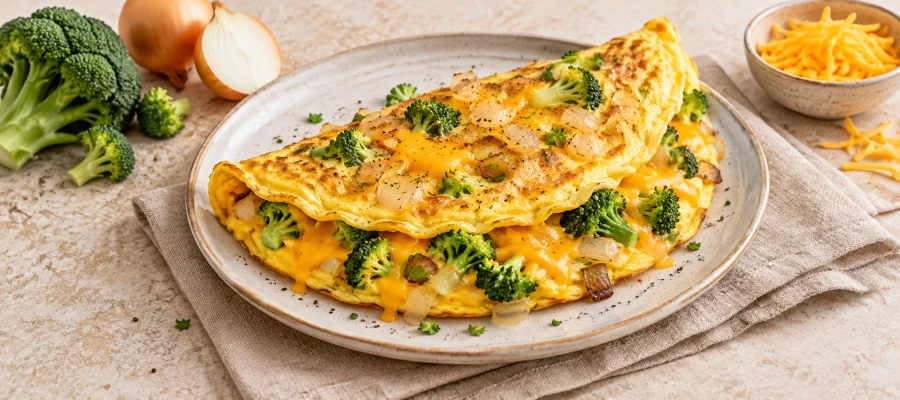 Brokkoli-Cheddar-Omelett