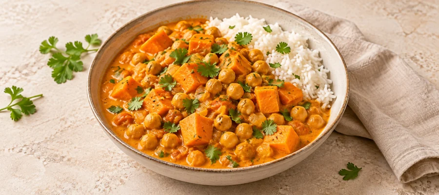 Süßkartoffel-Kichererbsen-Curry